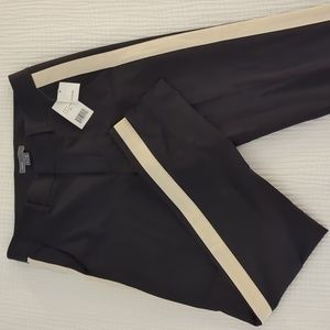 Vince Black Tuxedo Pant with Wide Off-White Stripe Size 4 NWT